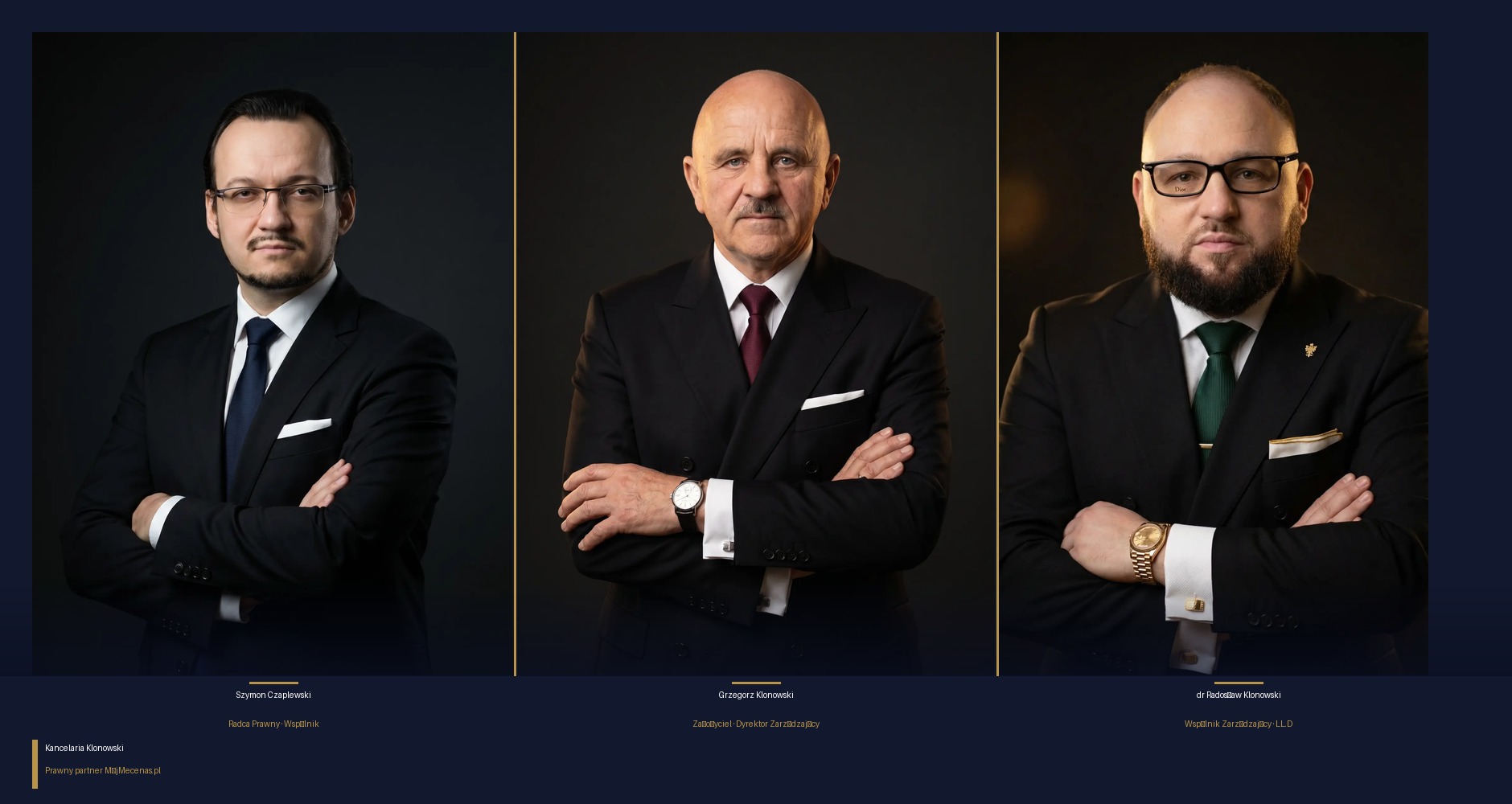 Zespół Kancelarii Klonowski — Szymon Czaplewski, Grzegorz Klonowski, dr Radosław Klonowski